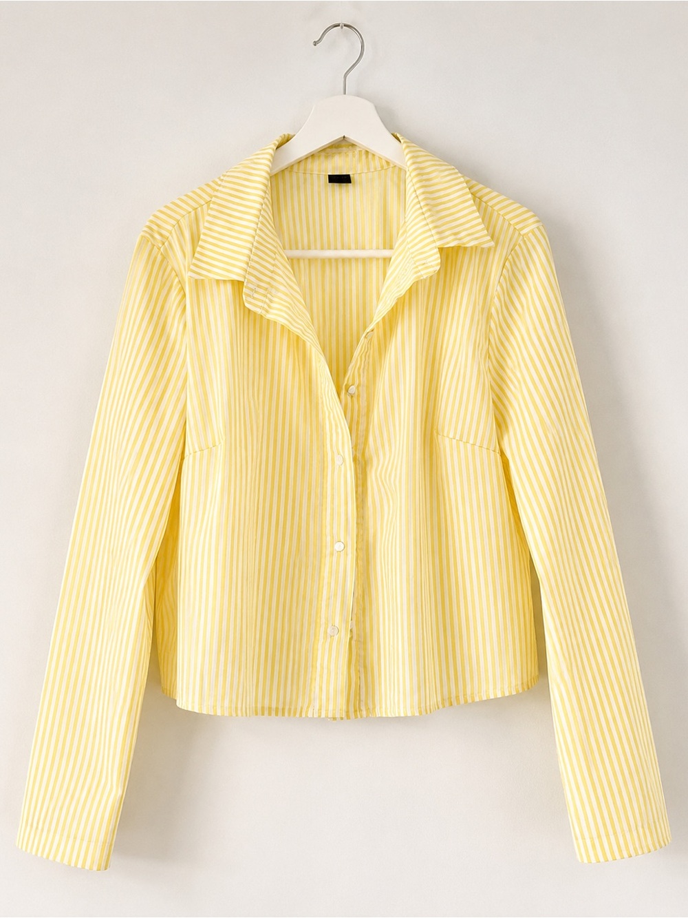 SHEIN Yellow & White Striped Button-Down Shirt
